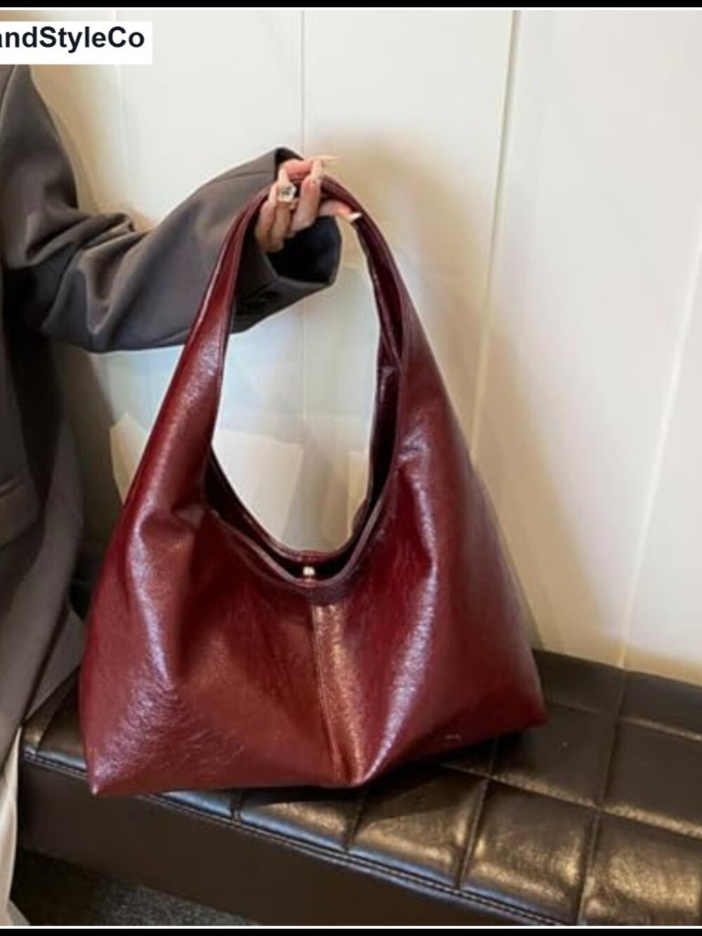 JOLILUNA Women's Slouchy Hobo Bag Large Faux Leather Work Tote - Picture 4 of 6